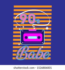 Futuristic retro vintage 90's design illustration