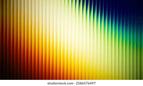 Futuristic ribbed texture with fractal glass effect and smooth fluted vertical lines of rainbow neon gradient. Bold and dynamic design blending bright colors and geometry visuals. Vector illustration