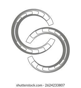 Formas de anel futurista. Segmentos curvos em tecnologia. Linhas circulares vetoriais. Geometria abstrata preta.