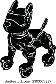 Futuristic Robo-Pup Playful Silhouette Vector Clipart Featuring an Electric Dog Robot