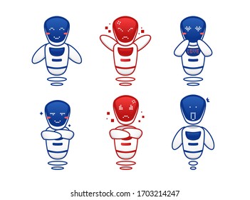 Conjunto vectorial de mascota del personaje de caricatura asistente de robots futuristas