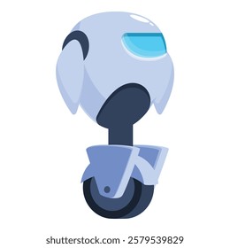 Futuristic robot balancing on one wheel using a gyroscope