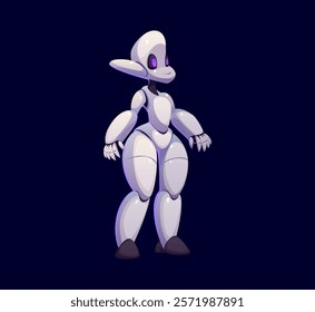 Futuristic robot character and digital mascot or cyber droid, cartoon vector. Futuristic cyborg or robotic android bot as animal or human creature for futuristic cyber alien robot mascot character