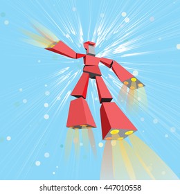Futuristic robot flying in the sky. Future technology concept. Vector illustration EPS10