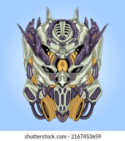 
Futuristic robot head illustration, perfect for design of t-shirts, stickers, merchandise, etc.