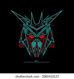Futuristic Robot Head Line Art