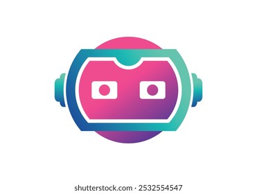 Futuristic Robot Head Logo Design for Technology, AI, and Innovation - Vector Illustration Symbolizing Cutting-Edge Advancements in Artificial Intelligence, Tech Development, and Creative Innovation