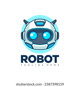 Futuristic Robot Head Logo. Vector Design Template