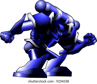 A futuristic robot or soldier in armoured spacesuit type si-fi character