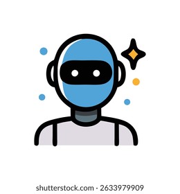 Futuristic robot with star emblem suitable for science fiction projects, technology themes, robotics illustrations, and futuristic concept designs.