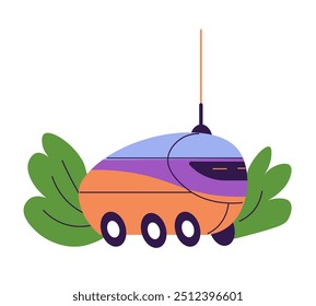 Futuristic robot vehicle in a flat style vector illustration, isolated on white background. Perfect for sci-fi, technology, and innovation-themed designs.