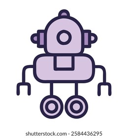Futuristic robot with wheels antennas mechanical