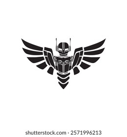 Futuristic robot with wings, inspired by technology and innovation.