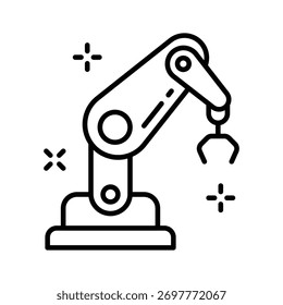 Icono de brazo robótico futurista que representa la automatización de la IA en la industria.