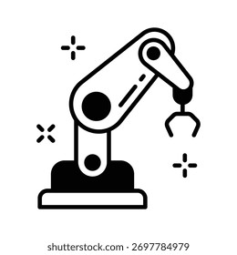 Icono de brazo robótico futurista que representa la automatización de la IA en la industria.