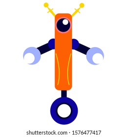 Futuristic robotic character. Idea of automation. Cyborg and humanoid. Isolated vector illustration in cartoon style