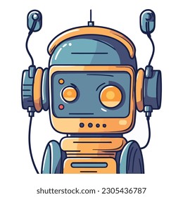 Futuristic robotic face icon isolated