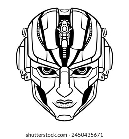 Futuristic Robotic head outline art vector illustration