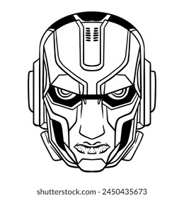 Futuristic Robotic head outline art vector illustration