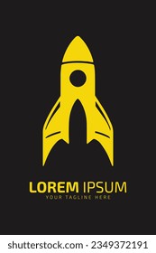 Futuristic Rocket Emblem Silhouette Logo Vector Design.