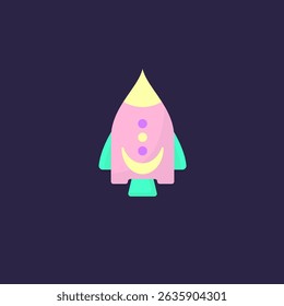 Futuristic rocket illustration, unique cute alien space ship vector design