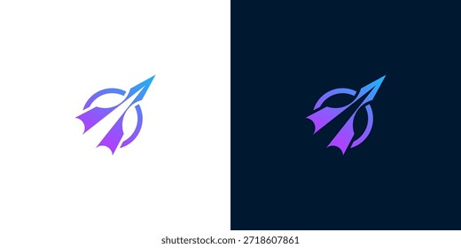 Futuristic Rocketship Emblem for Space Exploration and Innovative Technology Brands