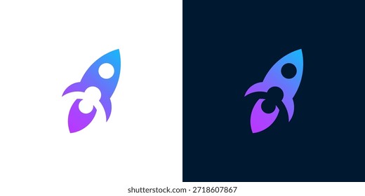 Futuristic Rocketship Emblem for Space Exploration and Innovative Technology Brands