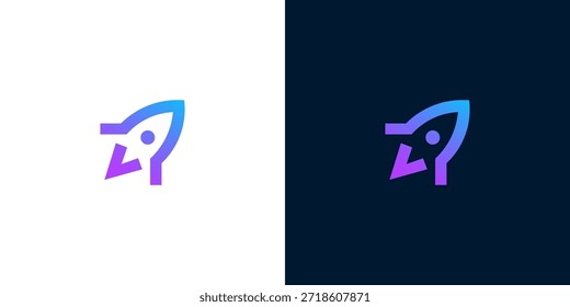 Emblema de Rocketship Futurista para Exploração Espacial e Marcas de Tecnologia Inovadora