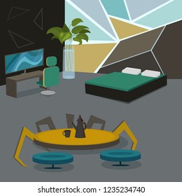 Futuristic room. Vector.