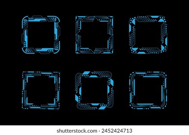 Futuristic rounded square frame hud vector design elements