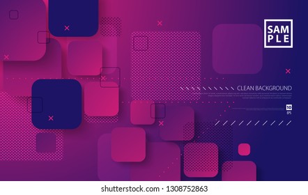 Plantilla futurista de cuadrados redondeados . Fondo moderno y Abstractas. Ilustración vectorial de stock. Concepto de diseño creativo minimalista