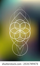 Futuristic sacred geometry spiritual illustration. Esoteric occult design. Wiccan spirit tattoo design.