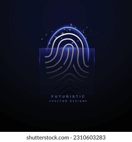 Huella digital de exploración futurista, seguridad cibernética y control de contraseña a través de huellas digitales, acceso con fondo vectorial de identificación biométrica