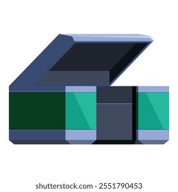 Futuristic scanner with its top open, exposing a vibrant green screen inside, ready for advanced analysis or data input