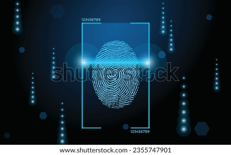 Futuristic scanning fingerprint in HUD style. Biometric recognition system. GUI, UI, HUD smart program personal identification. HUD biometric system, Cyberpunk user interface. Vector