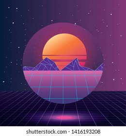 futuristic scene screen planet vector ilustration