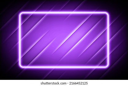 Futuristische Sci-Fi Elegante moderne Neon-Glühwürfelrahmen geformte Linien Tubes violett rosa blaue Lichter in dunklem Raum Hintergrund 3D Rendering Illustration.