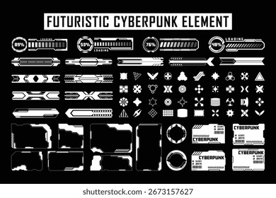 Conjunto de Elementos de interfaz Cyberpunk HUD de ciencia ficción futurista