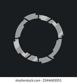 Futuristic Sci Fi Hud Futuristic Military Frame Logo Icon Element Metallic Circle Asymmetric Gray Vector Design