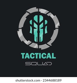 Futurista Sci Fi Hud Futurista Material De Marco Militar Logotipo Icono De Escuadrón Táctico Elemento Círculo De Escurrimiento Metálico Diseño Vector Gris Asimétrico