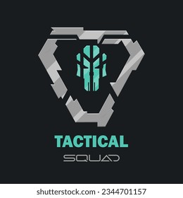 Futuristic Sci Fi Hud Futuristic Military Frame Logo Tactical Squad Icon Element Metallic Scull Triangle Asymmetric Gray Vector Design