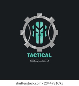 Futuristic Sci Fi Hud Futuristic Military Frame Logo Tactical Squad Icon Element Metallic Scull Circle Mechanical Gray Vector Design