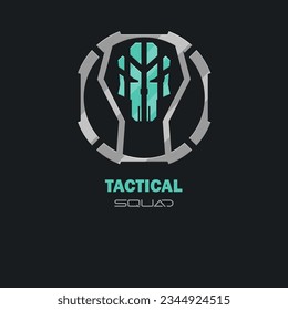 Futuristic Sci Fi Hud Futuristic Military Frame Logo Tactical Squad Icon Element Metallic Scull Circle Gray Vector Design