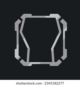 Futurista Sci Fi Hud Futurista Militar Logo Icono Elemento Metálico Cuadrado Diseño Vector Gris
