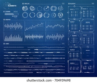 Futuristic Sci Fi Modern User Interface Set. Abstract HUD