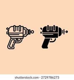 Futuristic sci fi ray guns with sleek metallic designs black and white contrast minimalist style isolated on a neutral background vector illustration