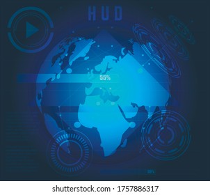 Futuristic sci fi user interface. Blue HUD interface elements.