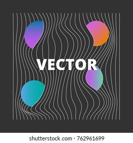 Futuristic science design. Vector illustration. Stylish abstract linear background with colored circles. The curvature of space. Black holes in space. Modern web design
