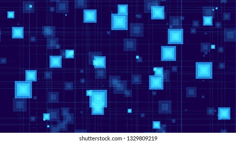 Futuristic Science Seamless Neon Background. Vibrant Modern Matrix Design. Digital Tech Neon Pattern. Digital Cover Background.