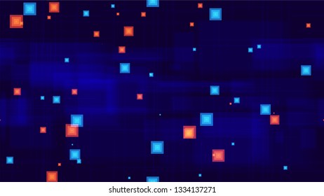 Futuristic Science Seamless Neon Background. Abstract Modern Texture. Minimal Neon Poster Pattern. Digital Cover Background.